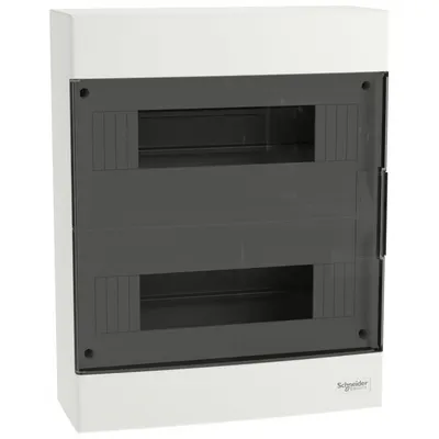 Tablou cu montaj aparent Easy9EU, 2x12 Module, usa fumurie, cu 2 blocuri terminale Schneider EZ9EUC212