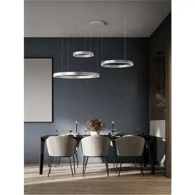 Lampa suspendata ELOWEN Brushed Champagne Silver Aluminiu & Silicone LED 181W 8891Lm 230V 3000K IP20 Triac Dimabil Deschis sus & jos
