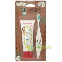 Pachet Pasta de Dinti cu Capsuni 50g + Periuta Bunny pentru Copii