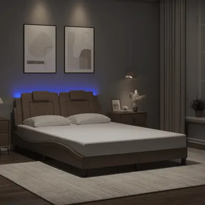 vidaXL Cadru de pat, Viana, cu LED fără saltea, cappuccino, 120x200 cm
