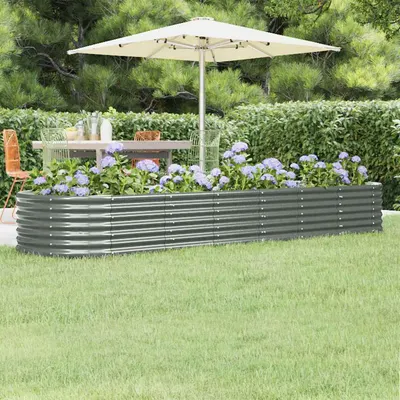 vidaXL Strat înălțat grădină gri 296x80x36cm oțel galvanizat