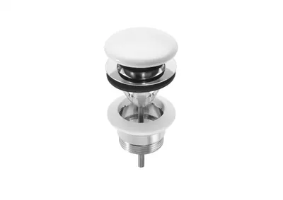 Ventil lavoar/bideu Roca Aqua A505401100, universal, push to open, capac ceramic, Alb