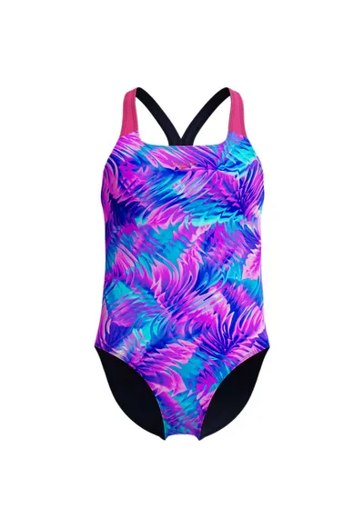 Costum inot fete Printed Powerback roz/albastru - Roz