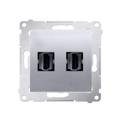 Priza dubla HDMI, silver mat metalic