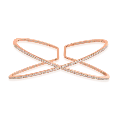 Bratara fixa din aur roz cu diamante de 0.87ct