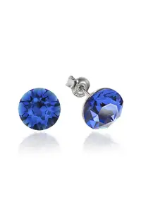 Cercei Argint 925 placat cu rodiu cu cristale Swarovski® Xirius 8mm - Albastru royal