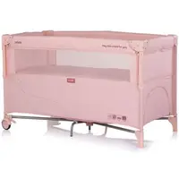 Patut pliabil Chipolino Relax powder pink linen cu laterala culisanta