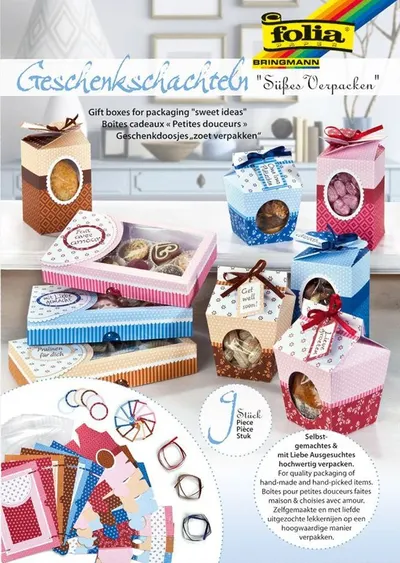 Set creativ pentru fabricarea de cutii pentru cadou si de depozitare Folia - 40 piese