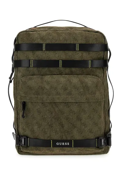 Rucsac cu model monograma - Negru/Verde feriga