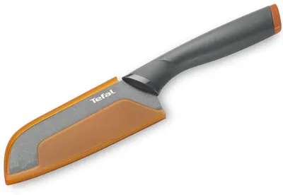 Cuțit de bucătărie Tefal - Fresh Kitchen Santoku, K2320614, 12 cm, gri/portocaliu