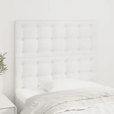 vidaXL Tăblie de pat albă 90x5x118/128 cm piele ecologică