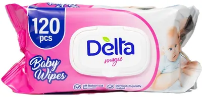 Șervețele umede pentru bebeluși Delta Magic - 120 buc, pachet roz