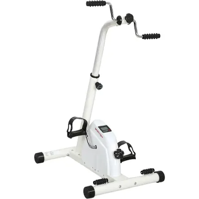SPORTNOW Bicicletă pentru Brațe și Picioare, Bicicletă pentru Recuperare cu Înălțime Reglabilă, Afișaj LCD, Rezistență Reglabilă și Pedale cu Masaj, pentru Seniori, Alb | Aosom Romania