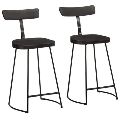 Gossi scaune de bar 2 buc negru 49x43x88 cm lemn masiv de mango