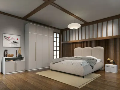 Set dormitor Casmir cu pat tapitat fix - Tokio - C03