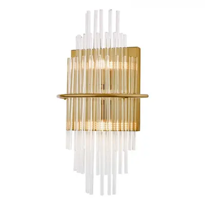 Aplica Lukas 2 Light Wall Light Antique Gold Glass