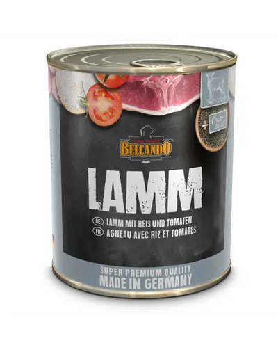 BELCANDO Super Premium hrana umeda pentru caini, cu miel, orez si rosii, 800 g