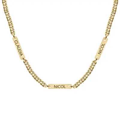 Cosmos - Colier personalizat cu tablite si nume din argint 925 placat cu aur galben 24K