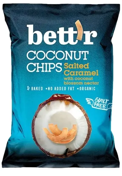 Chipsuri de cocos cu caramel sărat, 40 g, Bett'r