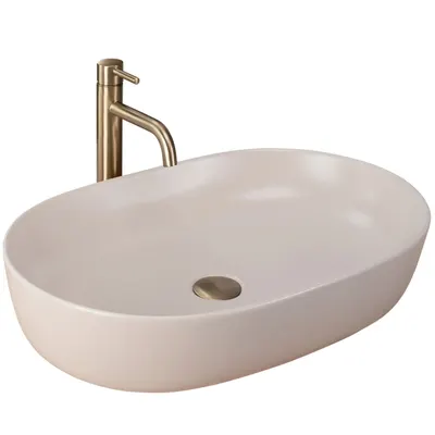 Lavoar cu montare pe blat 61 cm, bej mat, oval, Rea Cleo