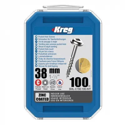 Set holtsuruburi pentru gauri in lemn Kreg SML-C150-100-INT, O8x38 mm, 100 bucati