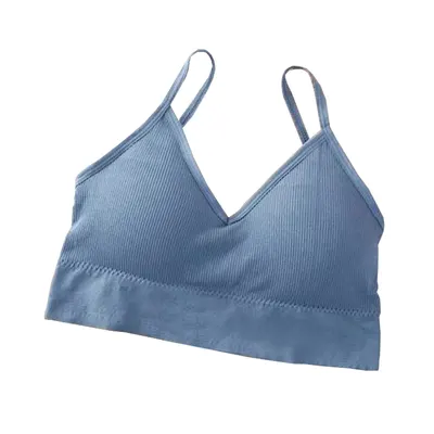Bustiera Sport pentru Dama, cu Bretele si Spatele Gol, Fara Cusaturi, Model Push Up, Marime S/M, Bleu, MIX14107