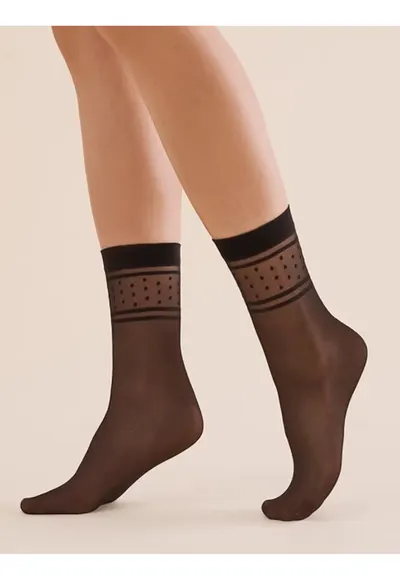 Sosete lycra negre cu model pe glezna 1198 Nebi 20 den - Negru
