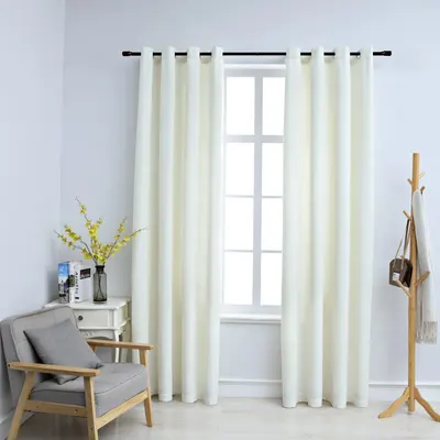Gossi draperii opace cu inele, 2 buc., crem, 140 x 225 cm, catifea
