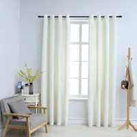Gossi draperii opace cu inele, 2 buc., crem, 140 x 225 cm, catifea