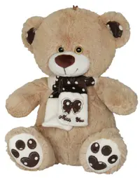 Jucărie de pluș Amek Toys - Ursuleț cu eșarfă pepit, 30 cm, maro