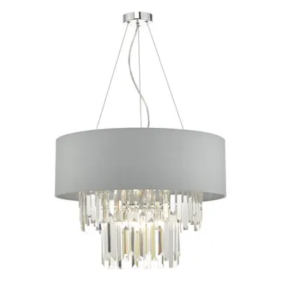 Lampa suspendata Halle 6 Light Pendant Grey Shade & Crystal