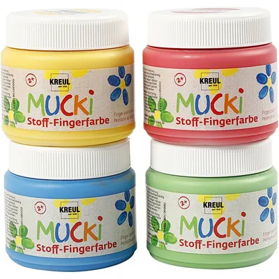 Set de 4 borcănașe cu vopsea pentru pictura cu degetele, 150 ml