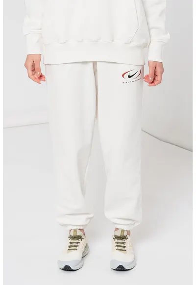 Pantaloni de trening relaxed fit cu snur de ajustare - Alb