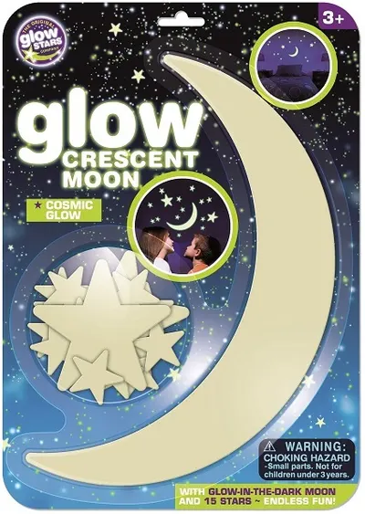 Stickere fosforescente Brainstorm Glow - Semiluna si stele, 16 bucati