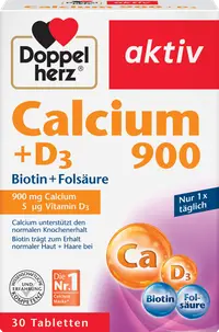 Calciu 900mg + D3 + Biotina + Acid folic Aktiv, 30 comprimate, Doppelherz