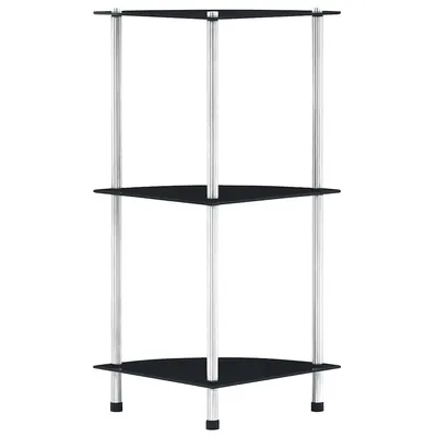 vidaXL Raft cu 3 niveluri, negru, 30 x 30 x 67 cm, sticlă securizată