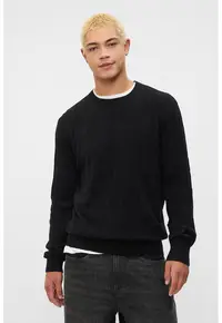 Pulover cu model torsade CashSoft - Negru
