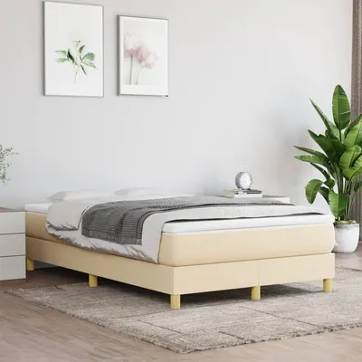 vidaXL Cadru de pat cu arcuri, crem, 120x200 cm, textil