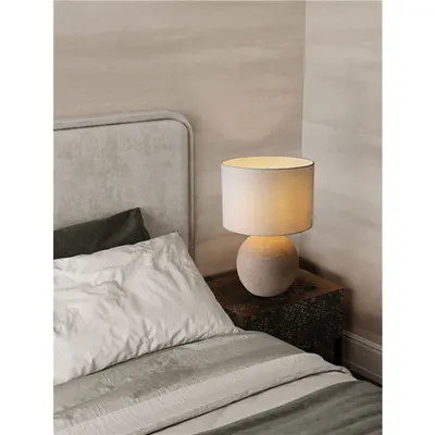 Veioza NAGOMI Bej Aged Ceramic & Fabric Shade LED E27 · 1x12 Wat 100-240 Volt · IP20