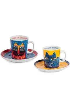 Set 2 cesti cu farfurioara: Blue and Yellow
