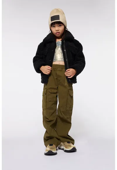Pantaloni cargo cu talie elastica - Kaki