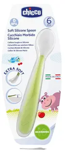Lingurita moale Chicco - din silicon, verde