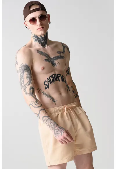 Pantaloni scurti de baie cu talie ajustabila - Piersica