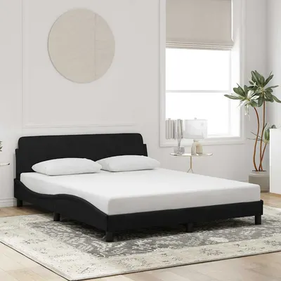 vidaXL Cadru de pat, Dover, negru, 160x200 cm, catifea