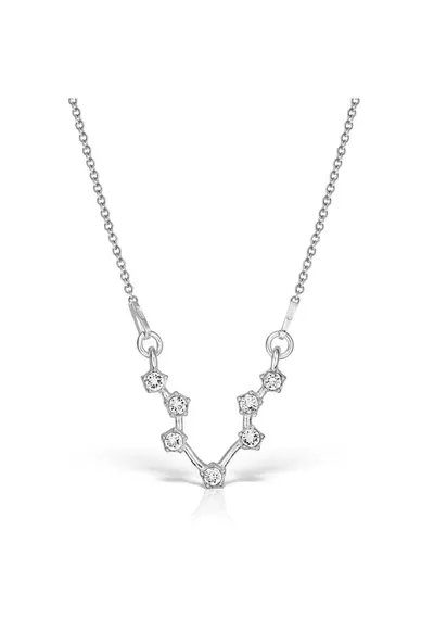 Colier Argint 925 placat cu rodiu cu cristale Swarovski® constelatie zodia varsator- - Alb Crystal