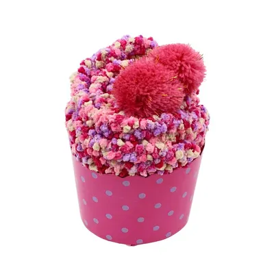 Șosete pufoase Cupcake, roz, cu pom-pom – ambalaj cadou, mărime universală