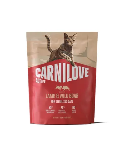 Hrană pisici sterilizate CARNILOVE Active 400 g cu miel și mistreț