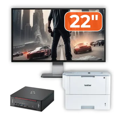 Pachet Calculator Second Hand Fujitsu Esprimo Q958 Mini PC, Intel Core i5-8400 2.80 - 4.00GHz, 8GB DDR4, 256GB SSD + Monitor 22" + Imprimanta Brother HL-L6300DW