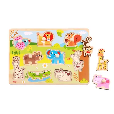 Tooky Toy Puzzle cu manere educativ Animale