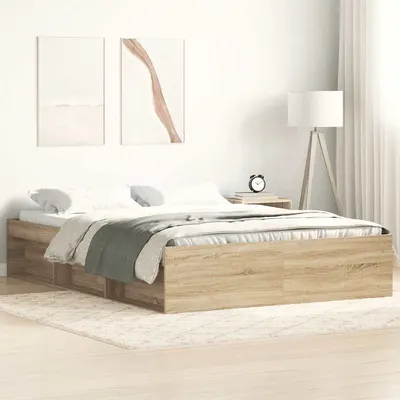 vidaXL Cadru de pat mic dublu, stejar sonoma, 120x190 cm